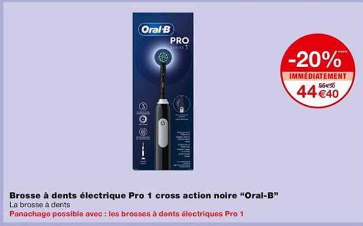 brosse à dents électrique pro 1 cross action noire "oral-b"
