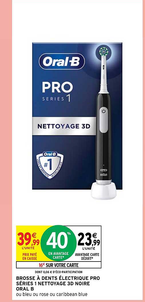 brosse à dents électrique pro série 1 nettoyage 3d noire oral b