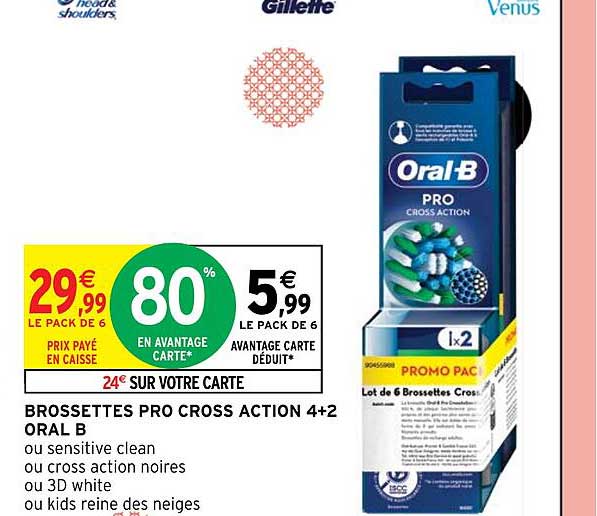 brossettes pro cross action 4+2 oral b