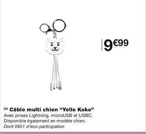 câble multi chien "yellow koko"