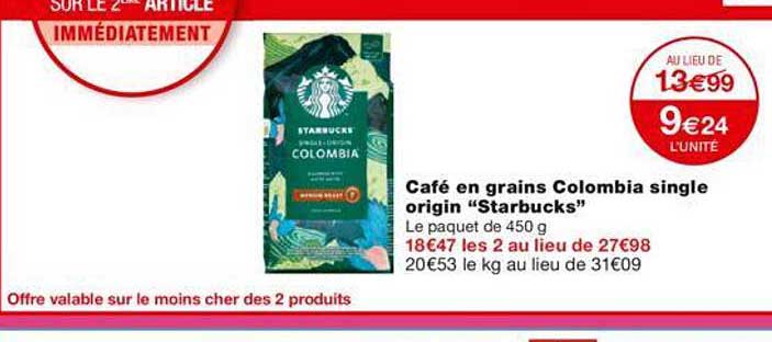 café en grains colombia single origin "starbucks"