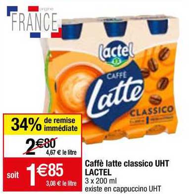 caffè latte classico uht lactel