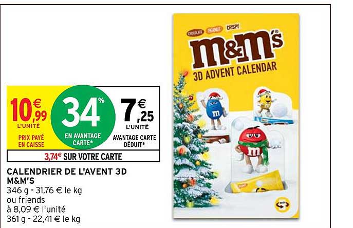 calendrier de l'avent 3d m&m's