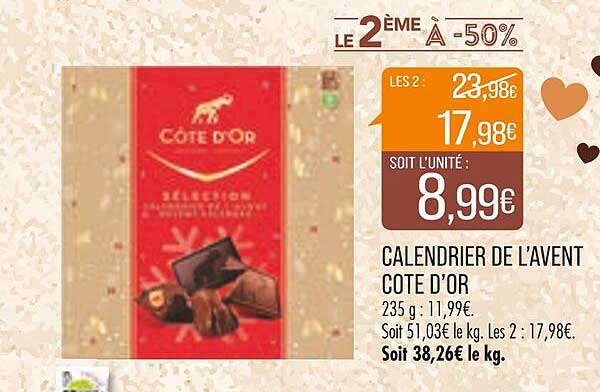 calendrier de l'avent côte d'or