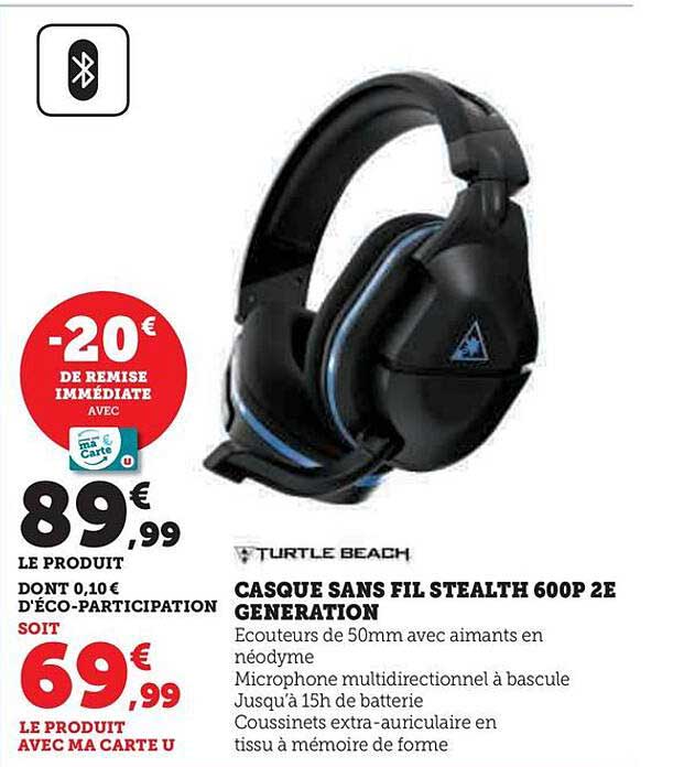 casque sans fil stealth 600 p 2e génération turtle beach