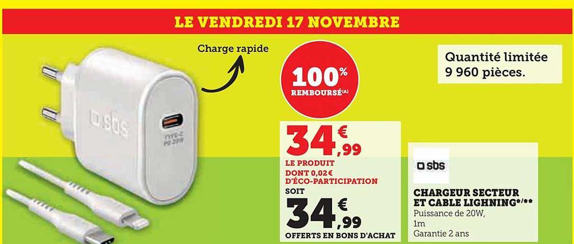 Chargeur Secteur Et Câble Lighning