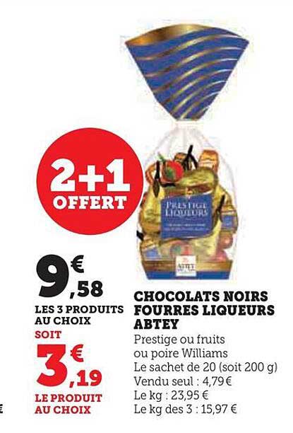 Chocolats Noirs Fourrés Liqueurs Abtey