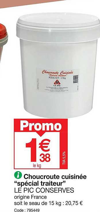 choucroute cuisinée "spécial traiteur" le pic conserves