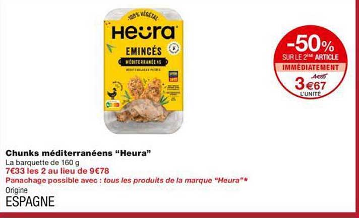 Chunks Méditerranéens "heura" -50% Sur Le 2ème Article