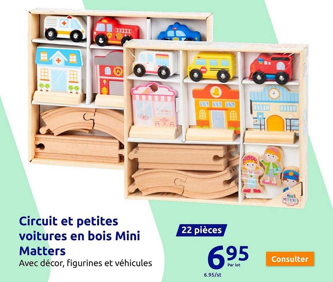 circuit et petites voitures en bois mini matters
