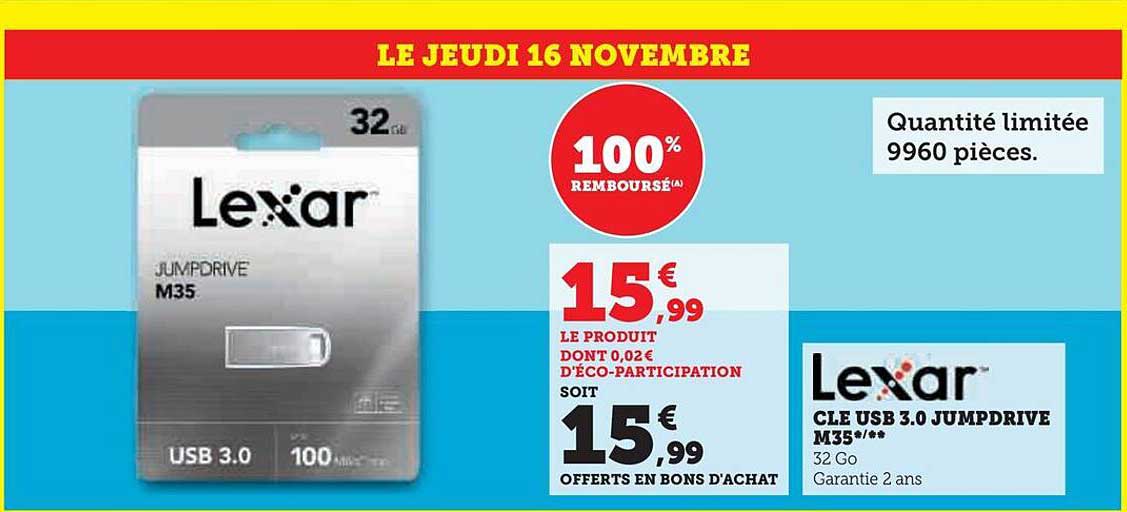 clé usb 3.0 jumpdrive m35 lexar