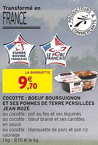 cocotte : bœuf bourguignon et ses pommes de terre persillées jean rozé