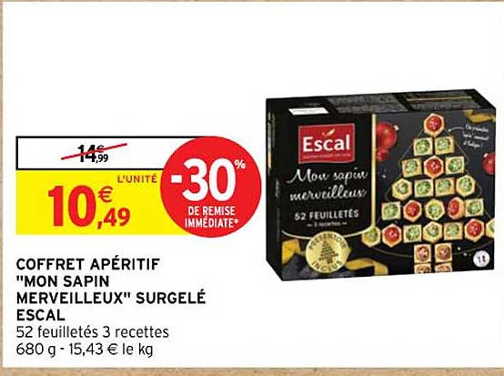 coffret apéritif "mon sapin merveilleux" surgelé escal
