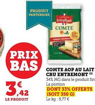 comte aop au lait cru entre mont