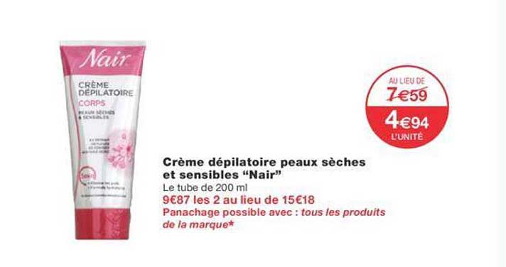 crème dépilatoire peaux sèches et sensibles "nair"