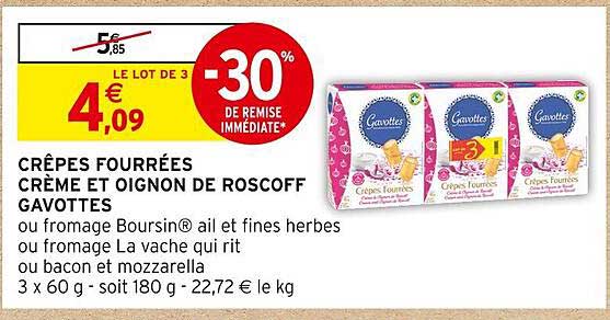 crêpes fourrées crème et oignon de roscoff gavottes