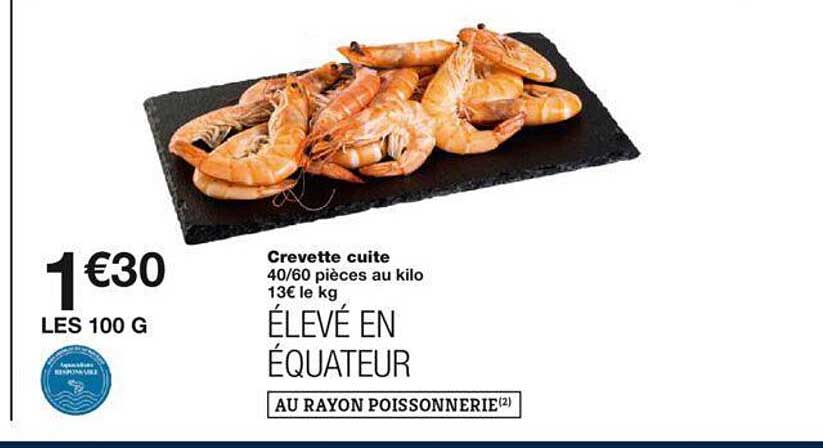 crevette cuite 40/60 pièces au kilo