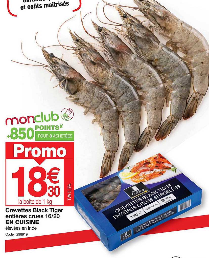crevettes black tiger entières crues 16/20 en cuisine