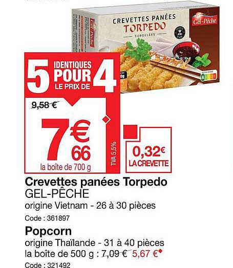 crevettes panées torpedo gel-pêche