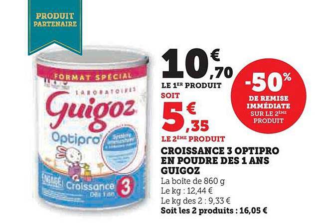 croissance 3 optipro en poudre dès 1 ans guigoz