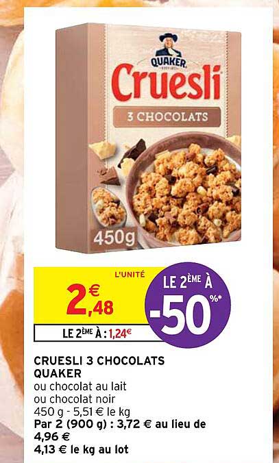 Cruesli 3 Chocolats Quaker