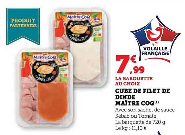 cube de filet de dinde maître coq