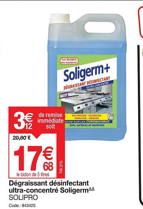 dégraissant désinfectant ultra-concentré soligerm solipro