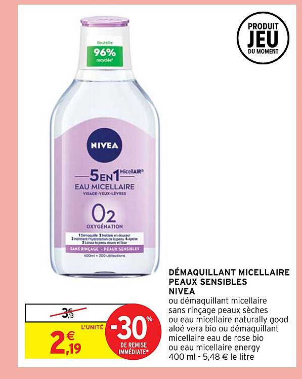 démaquillant micellaire peaux sensibles nivea