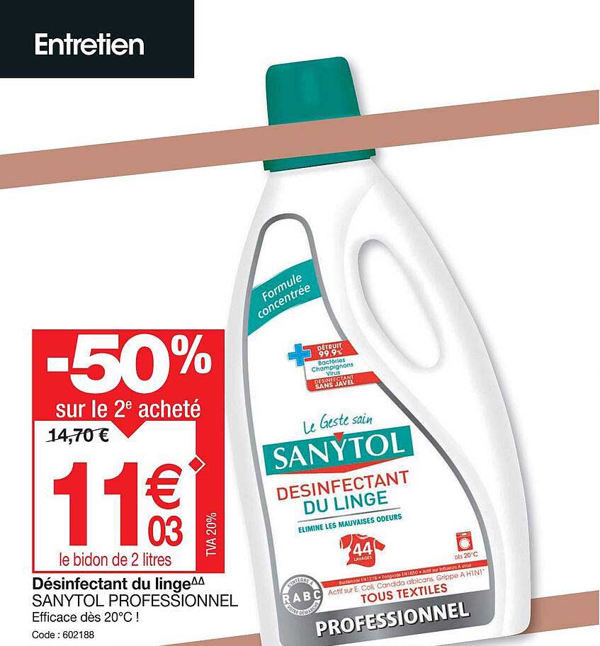 Désinfectant Du Linge Sanytol Professionel -50% Sur Le 2e Acheté