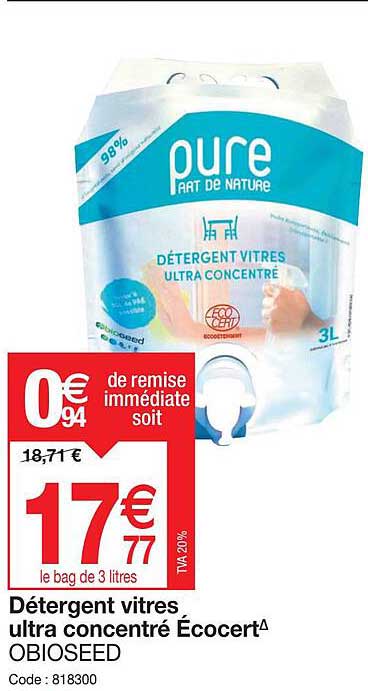 détergent vitres ultra concentré écocert obioseed