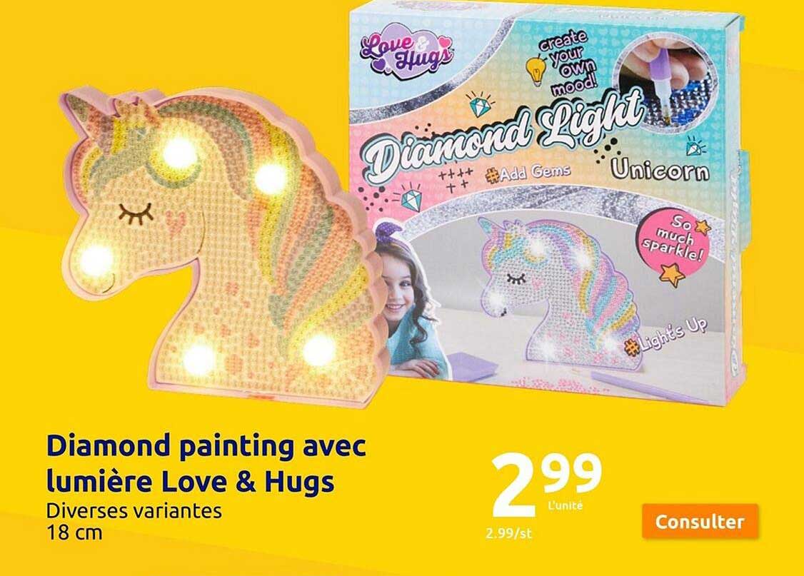 diamond painting avec lumière love & hugs