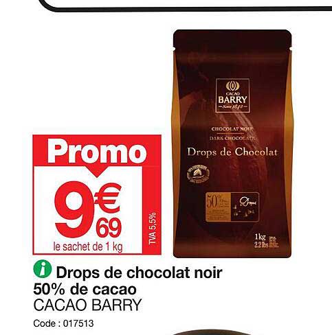 drops de chocolat noir 50% de cacao cacao barry
