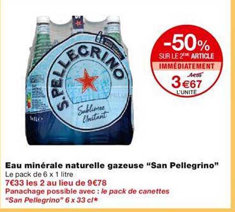 eau minérale naturelle gazeuse "san pellegrino"