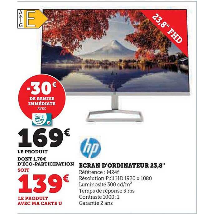 écran d'ordinateur 23,8" hp