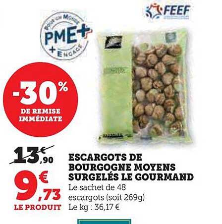 escargots de bourgogne moyens surgelés le gourmand