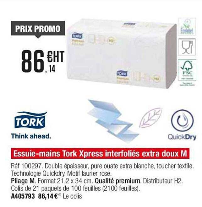 essuie-mains tork xpress interfoliés extra doux m