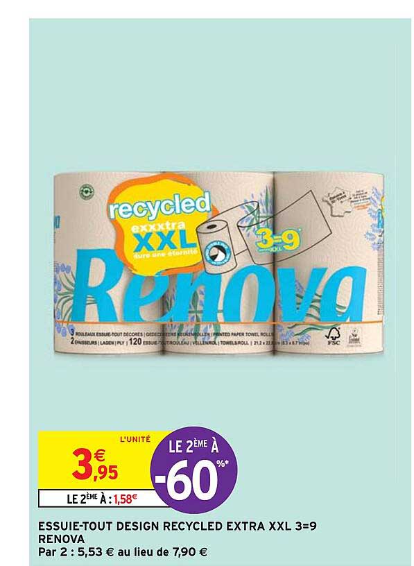 Essuie-tout Design Recycled Extra Xxl 3=9 Renova