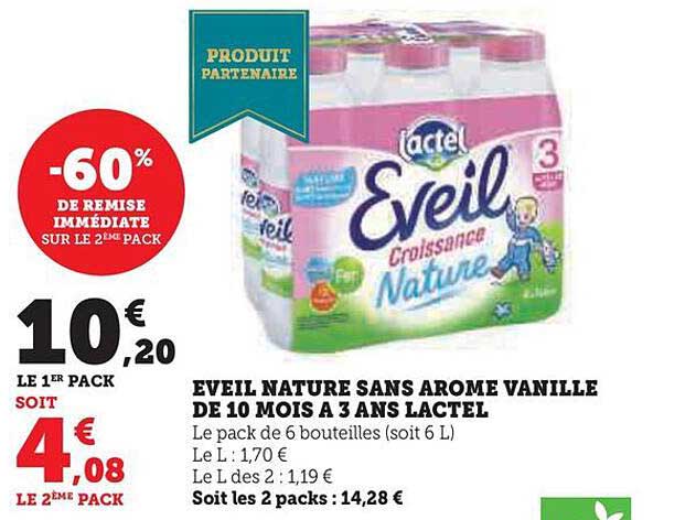 éveil nature sans arôme vanille de 10 mois à 3 ans lactel