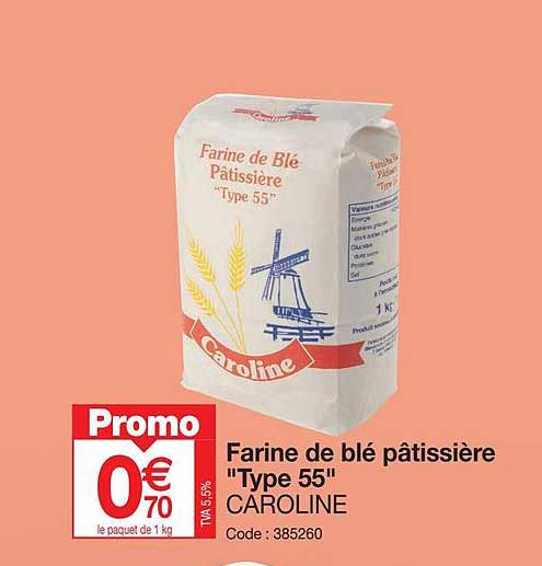 farine de blé pâtissière "type 55" caroline