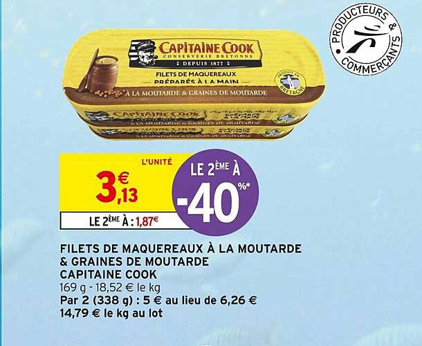 filets de maquereau à la moutarde & graines de moutarde capitaine cook