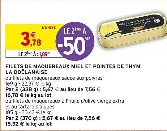 filets de maquereaux miel et pointes de thym la doëlanaise