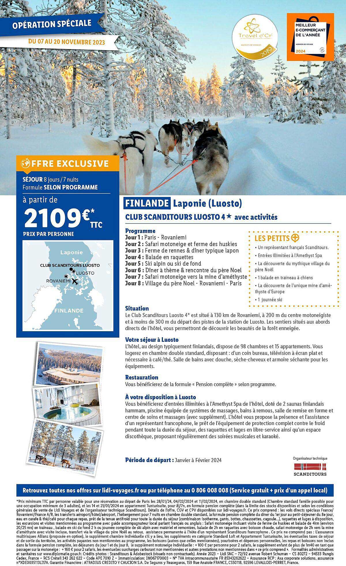 Finlande Laponie (luosto) : Club Scanditours Luosto 4* Avec Activités