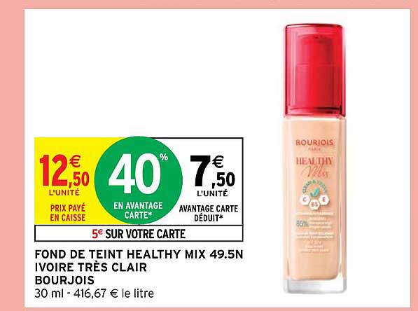 fond de teint healthy mix 495n ivoire très clair bourjois
