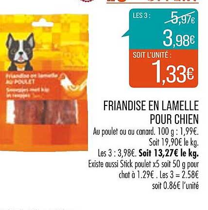 friandise en lamelle pour chien