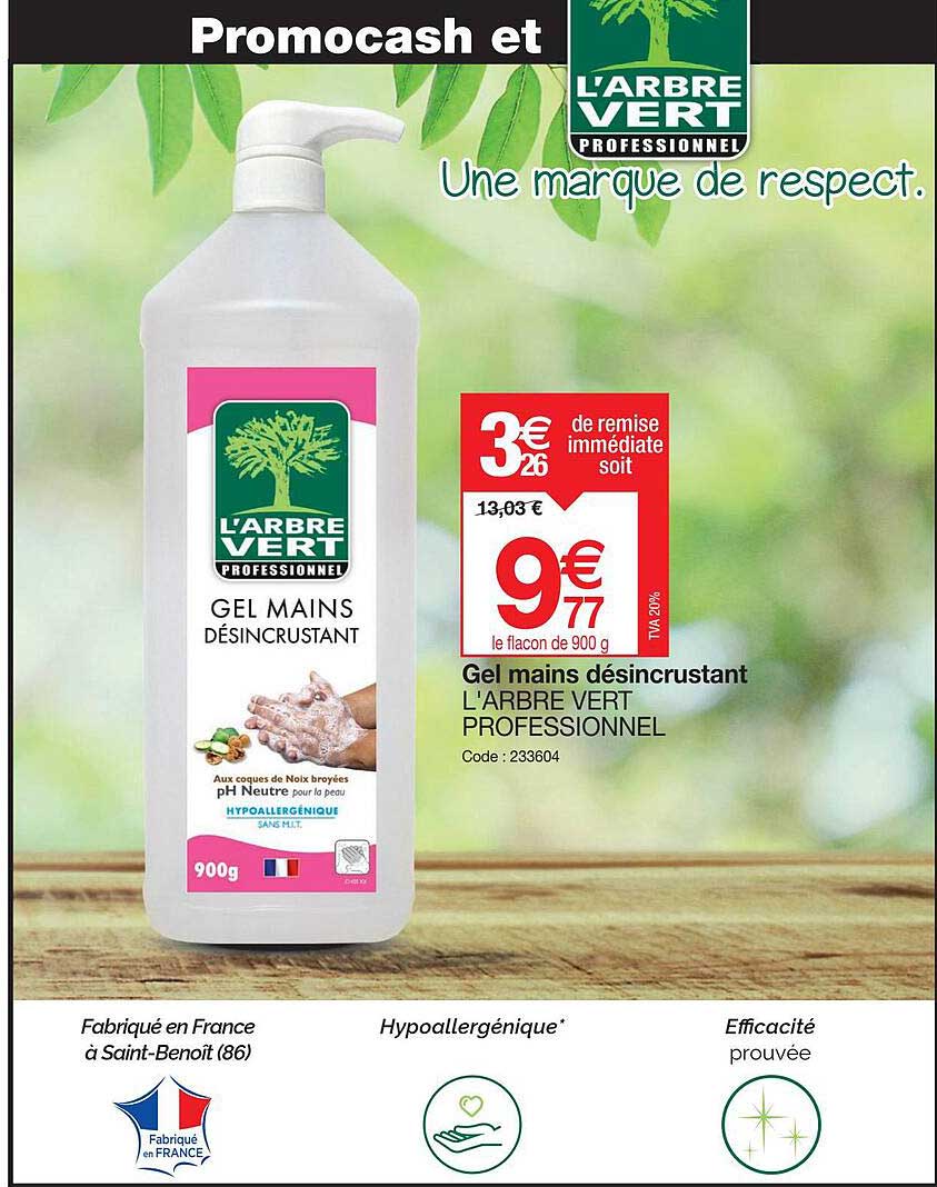 gel mains désincrustant l'arbre vert professionnel