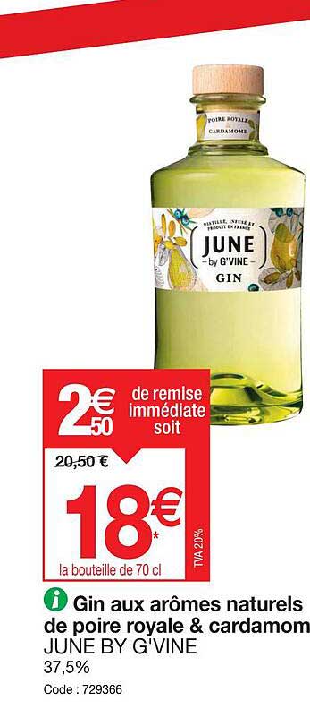 gin aux arômes naturels de poire royale & cardamom june by g'vine