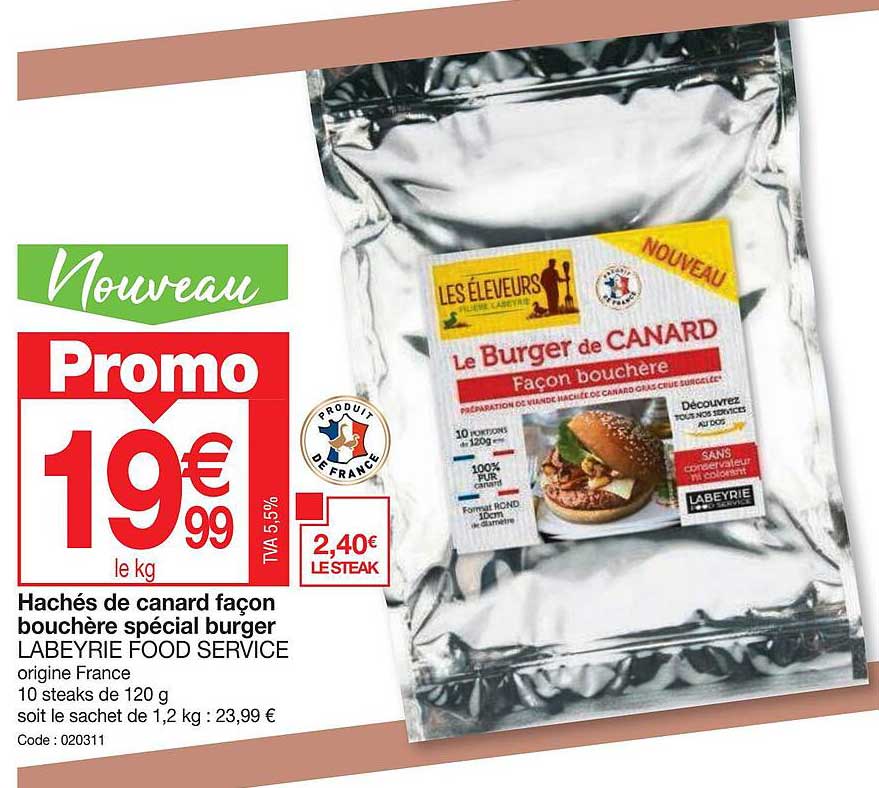 hachés de canard façon bouchère spécial burger labeyrie food service