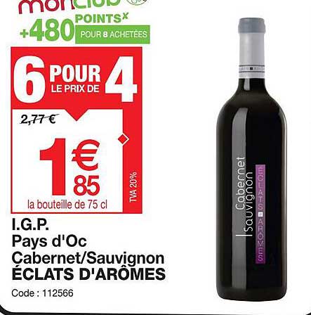 i.g.p. pays d'oc cabernet/sauvignon éclats d'arômes