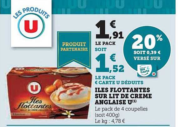 îles flottantes sur lit de crème anglaise u