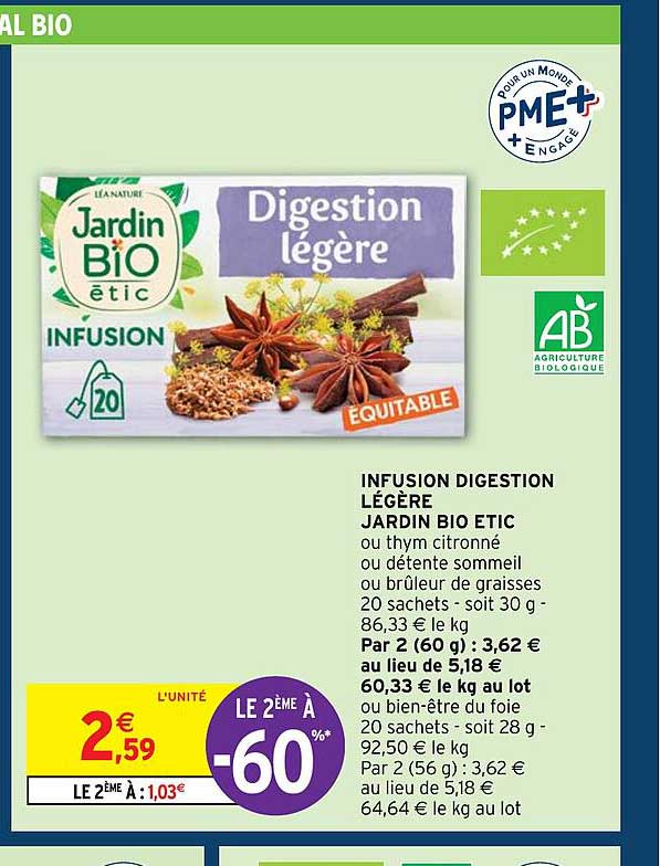 infusion digestion légère jardin bio étic